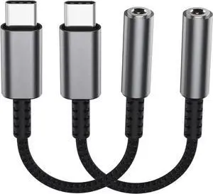 USB Type C to 3.5mm Headphone Jack Adapter (1Port-2pack)