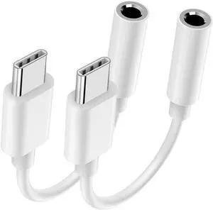 2 Pack USB C to 3.5mm Headphone Jack Adapter for iPhone 16/16 Pro/Pro Max/Plus iPhone 15/15 Pro/Pro Max/Plus Type C Aux Dongle Cable Cord Compatible with  Galaxy S24/S23/S22/S21Ultra iPad