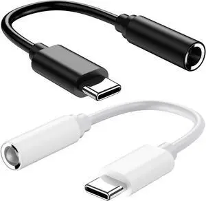 2 Pack USB C to 3.5mm Headphone Adapter for iPhone 15 16 Pro Max/Plus &  Galaxy Type C Converter Dongle Aux Audio Cable Cord - Compatible with iPad MacBook S24/S23/S22/S21Ultra Note 20 Pixel XL