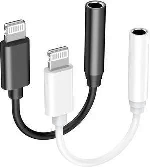 [ MFi Certified] iPhone 3.5mm Headphone Jack Adapter 2 Pack Lightning to 3.5mm Earphones Jack Adapter Cord Dongle Aux Cable Converter Accessories Compatible with iPhone14 13 12 11/Xs/XR