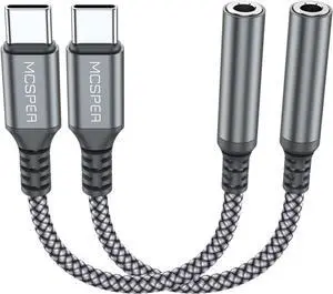 2-Pack USB Type C to 3.5mm Female Adapter USB C to Aux Audio Dongle Cable Cord Headphone Jack Compatible with iPhone 16/15 Pro Max/15 Pro  Galaxy S24 S23 S22 S21 Ultra iPad Pro MacBook