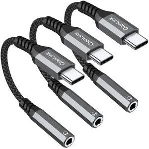 USB Type C to 3.5mm Female Headphone Jack Adapter (3-Pack) USB C to Aux Audio Dongle Cable Cord for iPhone 16 15 Pro Max Plus  Galaxy S24 S23+ S22 S21 S20 Ultra Note 20 Pixel XL iPad Pro