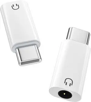 USB C to 3.5mm Audio Headphone Adapter Type C to Headphone 3.5mm Aux Jack Dongle Compatible with iPhone 16 15 Pro Max Plus Galaxy S24 S23 S22 iPad Air/Pro MacBook Pixel White