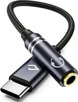 USB Type C to 3.5mm Headphone Jack Audio Adapter USB C to Female Aux Dongle Cable Nylon Cord Compatible with iPhone 15/ Pro/Plus/Max iPad Pro MacBook  Galaxy Pixel - Blue