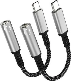 USB Type C to 3.5mm Female Headphone Jack Adapter 2 Pack USB C to Aux Audio Dongle Cable Cord Compatible with iPhone 15 Pro Max/15 Pro/15 Plus  Galaxy S20 S21 S22 S23