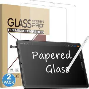 2 Pack Like Paper Glass Screen Protector for  Galaxy Tab S6 Lite 10.4 Inch (2024/2022/2020) 9H Tempered Glass Film Writing Like on Paper Anti Glare