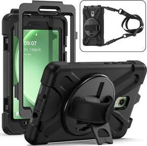 Rantice  Galaxy Tab Active5/Active 3 8.0 Case with 360 Stand Handle Hand Strap & Shoulder Strap for Galaxy Tab Active5 8 2024 X300/X307 Active3 8 2020 T570/T575/T577 (Black)