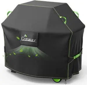 Gas Grill Cover 48 Inch Waterproof UV & Fade Resistant BBQ Grill Cover for Outdoor Barbecue Cover with Reflective Strip and Air Vent for Weber Dyna-glo Char-Broil Nexgrill etc. Black