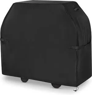 Grill Cover for Outdoor Grill BBQ Gas Grill Cover 60 Inch Heavy Duty Waterproof UV & Fade Resistant Barbecue Cover with Hook-and-Loop Straps & Adjustable Hem Drawstring Outside(Black).