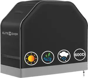 EliteCover 58 Inch 600D Heavy Duty Grill Cover for Outdoor Grill with Waterproof UV & Fade Resistant Black