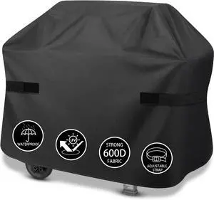 Grill Cover 51 inch Heavy Duty Waterproof Grill Cover for Outdoor Grill 600D Anti-UV Fade-Resistant Barbecue Gas Cover with Adjustable Straps for Weber Genesis Charbroil and More Grills