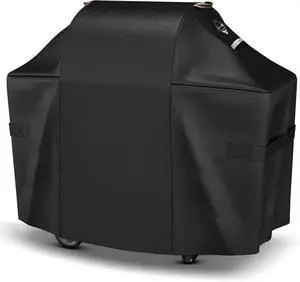 Ultima Durable Grill Cover for Weber Genesis 300 & Genesis II 300 Series Grills Heavy Duty Waterproof Rip-Proof 58 BBQ Cover Fade Resistant 7130 Gas Grill Cover with Straps for Weber 3 Burner Grill