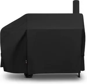 Offset Smoker Cover 60 Inch Outdoor Heavy Duty Waterproof Charcoal BBQ Grill Cover Fade Resistant Compatible for Brinkmann Char-Broil Royal Gourmet and More Black