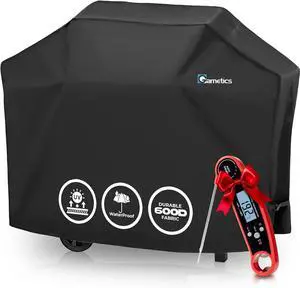 Grill Cover for Outdoor Grill 55 Inch  Bonus Meat Thermometer Included Heavy Duty Waterproof BBQ Gas Grill Cover for Outside UV & Fade Resistant Compatible with Most 34 Burner Grills