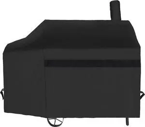 Offset Smoker Cover - 60 Inch Waterproof Charcoal Grill Cover Outdoor Heavy Duty BBQ Cover Rip Resistant Smokestack Barbecue Cover for Brinkmann Char-Broil Weber Nexgrill Black.