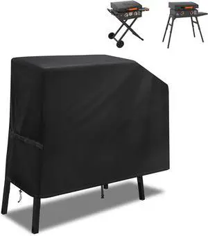 Griddle Grill Cover for Blackstone 22 inch and 17 inch with Hood and Stand Waterproof UV Resistant Rip-Proof Material Griddle Cover - Black(Cover Only)