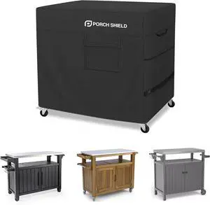 Outdoor Prep Table Cover Waterproof Patio Dining Cart Cover Fitting Grill Stainless Steel Cart up to 53 L x 21 W x 33 H Black