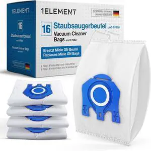 16 Vacuum Bags [Replaces Miele GN]  Compatible with Miele [Classic C1 Complete C2 & C3]  incl. 4 Motor & Exhaust Filters  For [S8340 S8000 S5000 S2000 S600]  Replaces 9917730 12281680