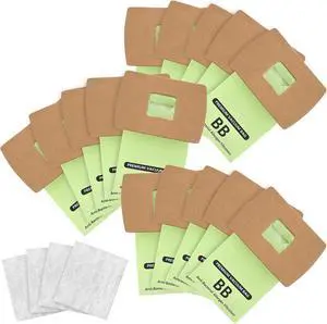 15 Pack Type BB Compact Canister Bags Replacement for Oreck XL Buster B Canister Vacuum bags PKBB12DW BB180 BB280 BB850 BB870 BB900 BB1000 MV160 with 4 Motor Filters