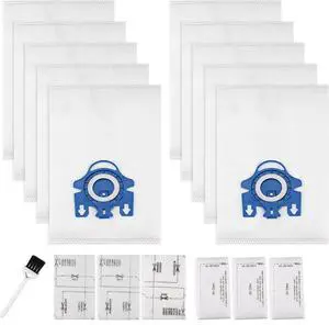 10 Packs 3D Airclean Bags Replacement for Miele GN Vacuum Cleaner Bags Fit for Miele Classic C2 C3 S2 S5 S8 S400 Series with Motor Protection Filters AirClean Filters