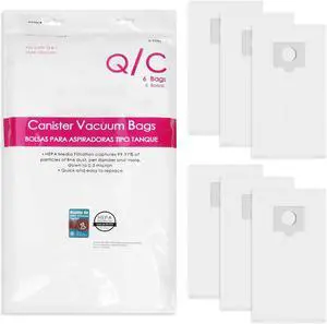 6 Pack Fit for Kenmore Q/C Canister Vacuum Bags 53292 Type Q/C HEPA Replacement Dust Bags for Kenmore 600 400 200 700 800 Series Vacuum Bags 81615 81214 81414 81714 21814 BC3005 BC2005 BC7005