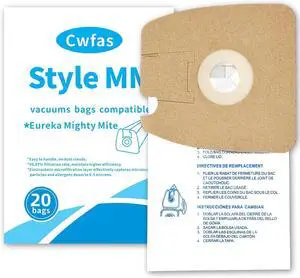 20 Pack Replacement Style MM Vacuum Bags for Eureka Mighty Mite 3670 and 3680 Series Canisters Vacuums Replaces 60295 60295A 60297A Part Vacuum Bags