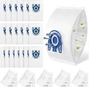 20 Pack 3D Airclean Bags Replacement for Miele GN Vacuum Cleaner Bags for Miele Classic C1 Complete C1 Complete C2 Complete C3 S227 S240 S270 S400 S2 S5 S8 Series