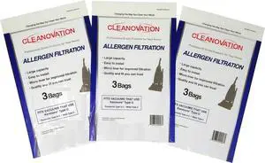 Micro Lined Vacuum Bags (9-Pack) | Compatible with Kenmore Type O & U 50688 50690 Panasonic U-2 Miele Upright Type Z | High-Filtration Secure Fit Replacement Bags