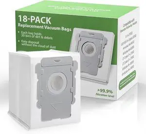 18 Pack Vacuum Bags for iRobot Roomba i7 i7+ i7Plus i8 i8+ i3 i3+ i4 i4+ i6 i6+ s9 s9+ s9Plus i and s Series Clean Base Automatic Dirt Disposal Bags