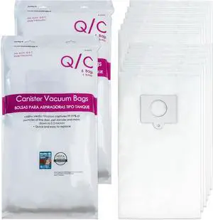 12 Pack 53292 Type Q/C HEPA Replacement Canister Vacuum Bag Compatible with Kenmore 600 400 200 700 800 Series Vacuum Bags 81615 81214 81414 81714 21814 BC3005 BC2005 BC7005