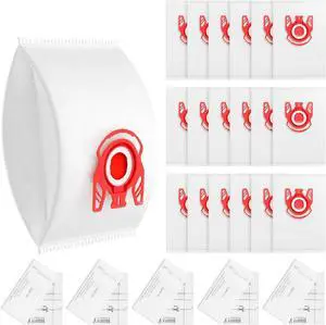20 Pack 3D Airclean FJM Vacuum Cleaner Bags Compatible with Miele FJM Vacuum Cleaner Compact C1 Compact C2 Complete C1 S241 S290 S300i S500 S700 S4 S6 Series Replaces Part 10123220