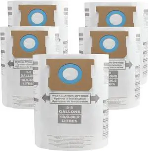 for Shop Vac Bags 5-8 Gallon Type E 90661 9066133 Type H 90671 9067133 VF2004 VHBS VDBS High- Efficiency Disposable Vacuum Collection Filter Bags 5 Pack