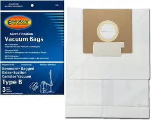 Replacement Micro Filtration Vacuum Bags Designed to Fit Kenmore Type B Galaxy Bagged Canister Models 3 Pack