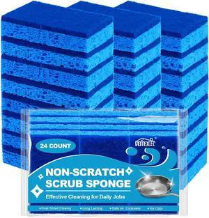 Sponges Kitchen 24pcs Non-Scratch Scrub Dish Sponge Safe on Non-Stick Cookware Dual Sided Cleaning Sponges for Kitchen Household Bathroom and More Sponges Kitchen 24pcs Non-Scratch Scrub Dish Sponge Safe on Non-Stick Cookware Dual Sided Cleaning Sponges for Kitchen Household Bathroom and More