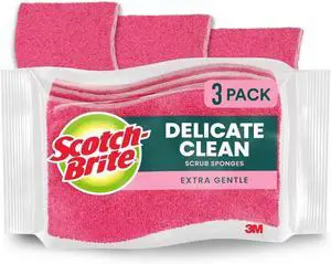 Gentle Clean Delicate Scrub Sponges For Washing Dishes and Cleaning Kitchen 3 Scrub Sponges