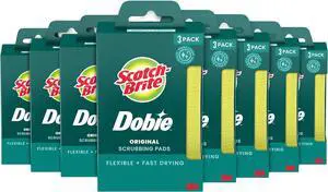 Dobie Pads Dobie Sponge for All Purpose Cleaning of Kitchen Bathroom and Household Non Scratch Dobie Cleaning Pads Safe for Non-Stick Cookware 24 Dobie Pads