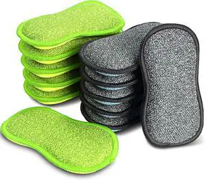 12 Pack Multi-Purpose Scrub Sponges for Kitchen by SmilePowo Non-Scratch Microfiber Sponge Along with Heavy Duty Scouring Power - Effortless Cleaning of Dishes, Pots and Pans 12 Pack Multi-Purpose Scrub Sponges for Kitchen by SmilePowo Non-Scratch Microfiber Sponge Along with Heavy Duty Scouring Power - Effortless Cleaning of Dishes, Pots and Pans