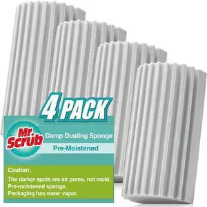 4 Pack Damp Dusting Sponge Duster Grey Dust Cleaning Sponge Reusable Household Cleaning Sponge Tool for Blinds floorboards Fan Blades Vents Glass Railings Mirrors