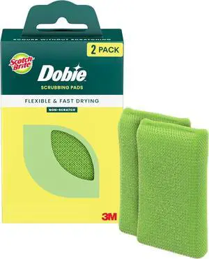 Blooms Dobie Scrubbing Pad Non-Scratch Kitchen Sponge for Cleaning Dishes Appliances and Bathrooms Leaf Green Dish Sponge that Dries Fast 2 Pack