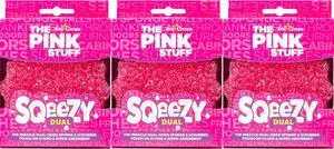 The Pink Stuff  SQeeZY Miracle Dual Sided Scrubber Sponge Scratch Free Solution for Ultimate Home Cleaning - Perfect for Kitchens Bathrooms and Outdoor Use 3-Pack