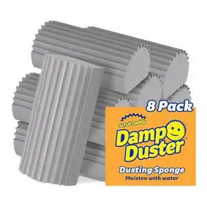 Damp Duster Dusting Sponges (8 Count) - Dust Remover for Household Cleaning - Duster for Vents Railings & Blinds - Reusable Baseboard Cleaner