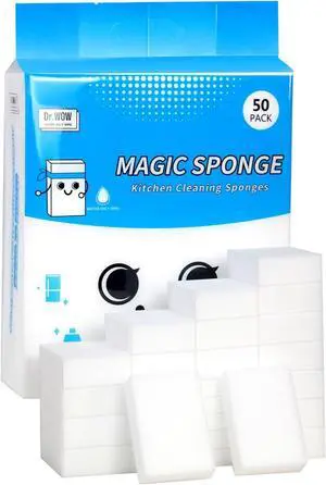 50-Pack Extra Thick Magic Cleaning Sponges - 1.18 Inch Melamine Foam Pads for Kitchen Bathroom Shoes & Grout Cleaning Non-Toxic Scrubber Eraser for Sink Bathtub Tiles (50 Ct (Extra-Thick))