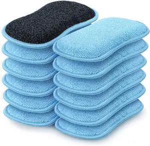 HOMEXCEL Dish Sponge 12 PK, Microfiber Kitchen Sponges for Cleaning, Blue | Non Scratch Microfiber Sponges for Washing Dishes, Double-Sided Scrub Sponge for Pots, Pans, Glass HOMEXCEL Dish Sponge 12 PK, Microfiber Kitchen Sponges for Cleaning, Blue | Non Scratch Microfiber Sponges for Washing Dishes, Double-Sided Scrub Sponge for Pots, Pans, Glass