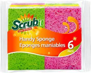 Cellulose Scrub Sponge - Kitchen Cleaning Sponges for Dishes Pans Pots & More- 6 Pack Dishwashing Sponges - Colors and Packaging May Vary Cellulose Scrub Sponge - Kitchen Cleaning Sponges for Dishes Pans Pots & More- 6 Pack Dishwashing Sponges - Colors and Packaging May Vary