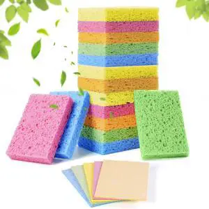 15 Pcs Cellulose Sponges Kitchen 5 Colors Non-Scratch Colorful Sponges Biodegradable Compressed Sponges Large Cellulose Sponge for Kitchen Bathroom Cars Funny Cut-Outs DIY