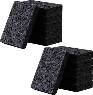 12 - Pack Non-Scratch Scrub Sponges - Sponges for Dishes and Washing Dishes Cleaning Sponges for Kitchen Home Bathroom Cars Funny Cut-Outs DIY for Kids (Black)