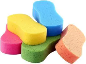 Car Wash Sponges 5 Pack Extra Thick Large Colorful Cleaning Sponge Multi-Purpose for Bathroom Kitchen Bike Boat (Random 5-Color Mix)
