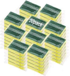 50 Pcs Individually Wrapped Sponges Uncompressed Non Scratch Scrouing Sponges for Household Cleaning Dishes Kitchen Airbnb Apartment Car Bike