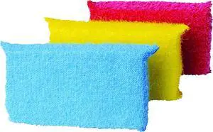 Multicolor Cellulose Scrub Sponges Pack of 3 Blue/Yellow/Pink 3 Count
