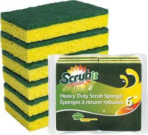 Heavy Duty Scrub Sponge - Made from Tough Cellulose - Eco Friendly - Lasts for Months of Heavy Duty Kitchen Cleaning (12 Pack)